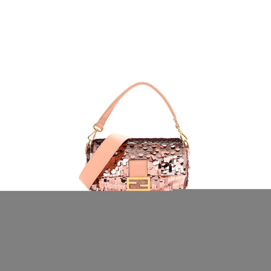 F**di sequin paillettes vitello grace sex and the city baguette baby pink (27*15*6cm)