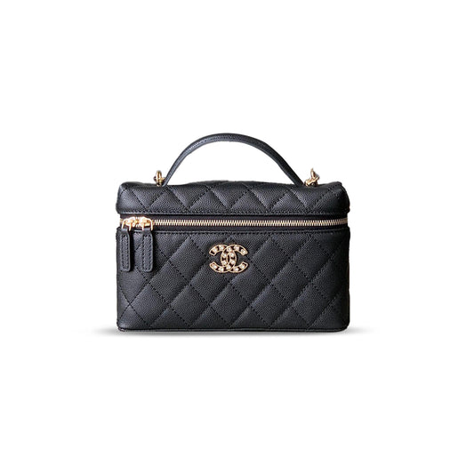 ch*el 25p love Di*m*nd lp lunch box bag black ap4407 (19*14*5cm)